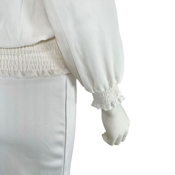 Michael Michael Kors Women Size XS 2 White Button Down V Neck Ruffle Blouse Top - Picture 9 of 11